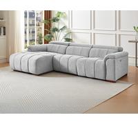 Canapé d'angle gauche relax électrique en tissu gris clair MOLPICA