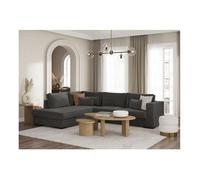 Canapé d'angle gauche XXL 6 places BELAMI en tissu - Gris foncé - L303 x 228 x 86cm - LOUNGITUDE