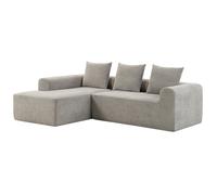HOMCOM Canapé d'angle en Chenille, 3 Places, Méridienne, 242 cm, Gris Clair | Canapé en L, Assise Profonde, Accoudoirs Larges, 3 Coussins, Ressorts Ensachés, Compressé Sans Montage, Salon, Bureau