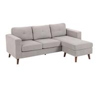 HOMCOM Canapé d'angle réversible en Velours côtelé, 192 cm, canapé 3 Places en Forme de L modulaire avec méridienne, Cadre en Acier, Design Moderne, pour Salon, Appartement, Petit Espace, Gris Clair