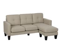 HOMCOM Canapé d'angle 3 Places méridienne réversible Droite ou Gauche, Salon, Grand Confort, Dossier capitonné, Beige