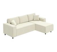 Canapé d'angle - HOMCOM - réversible - 3 places - moderne - coussins inclus - tissu velours côtelé - crème