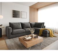 Canapé d'angle Isla 330x225 cm Chenille Anthracite méridiènne droite