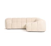 Canapé d'angle L Ava 5 places velours texturé 270x270 cm Beige