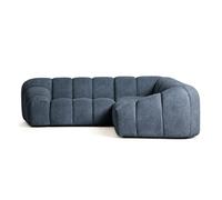 Canapé d'angle L Ava 5 places velours texturé 270x270 cm Bleu