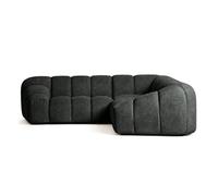 Canapé d'angle L Ava 5 places velours texturé 270x270 cm Gris Anthracite