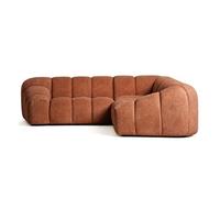Canapé d'angle L Ava 5 places velours texturé 270x270 cm Terracotta