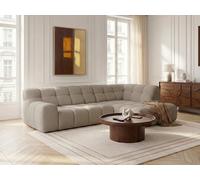 Canapé d'angle L convertible avance-recule électrique ANDRE tissu texturé beige angle droit BOBOCHIC 4 places Angle droit Beige