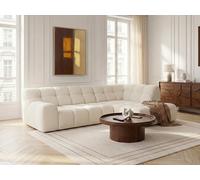 Canapé d'angle L convertible avance-recule électrique ANDRE tissu texturé blanc angle droit BOBOCHIC 4 places Angle droit Blanc