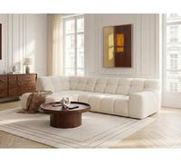 Canapé d'angle L convertible avance-recule électrique ANDRE tissu texturé blanc angle gauche BOBOCHIC 4 places Angle gauche Blanc