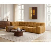 Canapé d'angle L convertible avance-recule électrique ANDRE tissu texturé jaune angle gauche BOBOCHIC 4 places Angle gauche Jaune
