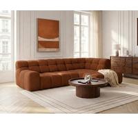 Canapé d'angle L convertible avance-recule électrique ANDRE tissu texturé orange angle droit BOBOCHIC 4 places Angle droit Orange