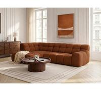 Canapé d'angle L convertible avance-recule électrique ANDRE tissu texturé orange angle gauche BOBOCHIC 4 places Angle gauche Orange