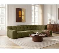 Canapé d'angle L convertible avance-recule électrique ANDRE tissu texturé vert angle droit BOBOCHIC 4 places Angle droit Vert