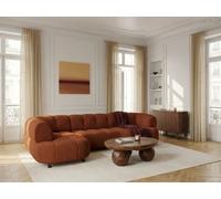 Canapé d'angle L convertible avance-recule électrique LOVELY tissu chenille orange angle gauche BOBOCHIC 3 places Angle gauche Orange