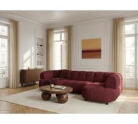 Canapé d'angle L convertible avance-recule électrique LOVELY tissu chenille rouge angle droit BOBOCHIC 3 places Angle droit Rouge
