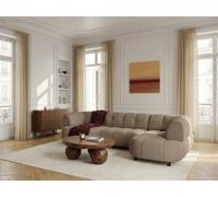 Canapé d'angle L convertible avance-recule électrique LOVELY tissu chenille taupe angle droit BOBOCHIC 3 places Angle droit Taupe