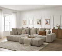 Canapé d'angle L convertible coffre EVEREST tissu chiné avec pouf taupe angle gauche BOBOCHIC 4 places Angle gauche Taupe