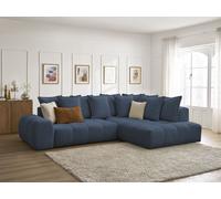 Canapé d'angle L convertible coffre EVEREST tissu chiné bleu foncé angle droit BOBOCHIC 3 places Angle droit Bleu foncé
