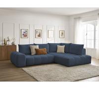 Canapé d'angle L convertible coffre EVEREST tissu chiné bleu foncé angle droit BOBOCHIC 3 places Angle droit Bleu foncé