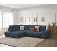Canapé d'angle L convertible coffre EVEREST tissu chiné bleu foncé angle gauche BOBOCHIC 3 places Angle gauche Bleu foncé