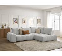 Canapé d'angle L convertible coffre EVEREST tissu chiné gris clair angle droit BOBOCHIC 3 places Angle droit Gris clair
