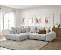 Canapé d'angle L convertible coffre EVEREST tissu chiné gris clair angle gauche BOBOCHIC 3 places Angle gauche Gris clair