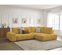 Canapé d'angle L convertible coffre EVEREST tissu chiné jaune angle droit BOBOCHIC 3 places Angle droit Jaune