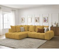 Canapé d'angle L convertible coffre EVEREST tissu chiné jaune angle gauche BOBOCHIC 3 places Angle gauche Jaune
