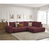 Canapé d'angle L convertible coffre EVEREST tissu chiné rouge angle droit BOBOCHIC 3 places Angle droit Rouge