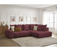 Canapé d'angle L convertible coffre EVEREST tissu chiné rouge angle droit BOBOCHIC 3 places Angle droit Rouge