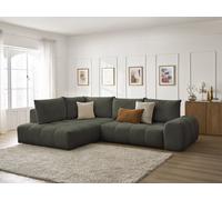 Canapé d'angle L convertible coffre EVEREST tissu chiné vert angle gauche BOBOCHIC 3 places Angle gauche Vert