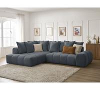 Canapé d'angle L convertible coffre EVEREST tissu texturé bleu foncé angle gauche BOBOCHIC 3 places Angle gauche Bleu foncé