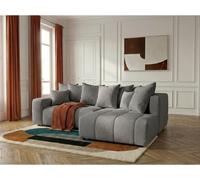Canapé d'angle L convertible coffre ROXELANE tissu bouclette gris foncé angle droit BOBOCHIC 4 places Angle droit Gris foncé