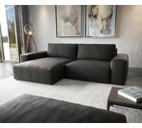Canapé d'angle Lanzo XL 270x180 cm Imitation cuir Vintage Anthracite Recamière variable avec Tabouret