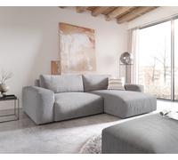 Canapé d'angle Lanzo XL 270x180 cm Microfibre Gris Recamière variable avec Tabouret