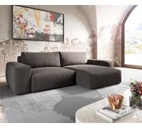 Canapé d'angle Lanzo XL 270x180 cm microfibre marron kaki Recamière variable