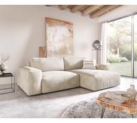 Canapé d'angle Lanzo XL 270x180 cm Velours côtelé Beige Recamière variable