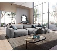 Canapé d'angle Lanzo XL 380x180 cm Microfibre Gris Recamière variable