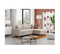 Canapé d'angle MARIA SCANDINAVE Réversible et convertible Avec Coffre en Tissu - Beige - L227 x 148 x 95cm - LOUNGITUDE