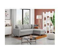 Canapé d'angle MARIA SCANDINAVE Réversible et convertible Avec Coffre en Tissu - Gris clair - L227 x 148 x 95cm - LOUNGITUDE