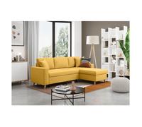 Canapé d'angle MARIA SCANDINAVE Réversible et convertible Avec Coffre en Tissu - Jaune ocre - L227 x 148 x 95cm - LOUNGITUDE