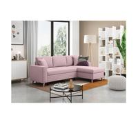 Canapé d'angle MARIA SCANDINAVE Réversible et convertible Avec Coffre en Tissu - Vieux rose - L227 x 148 x 95cm - LOUNGITUDE