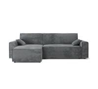 Canapé d'angle MARIUS convertible velours côtelé gris souris