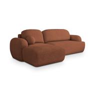 Canapé d'angle MODENZA, Canape Convertible - Gauche - Angle - 3 places - 266x148x90 cm - Tissu bouclette NOW OR NEVER 54 - Orange