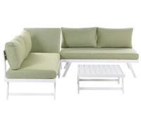 Canapé d'Angle Moderne Extérieur 5 Places Table Basse et Coussins Vert Cocc