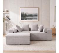 Canapé d'angle modulable 3 places convertible occasionnel - HAVRYA - méridienne grand format sans montage chenille Gris