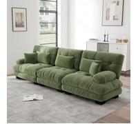 Canapé d'angle modulable 3 places en tissu chenille vert vintage canapé convertible confortable