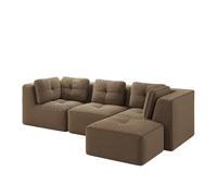 Canapé d'angle modulable 3 places en velours côtelé marron, 297 cm