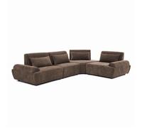 Canapé d'angle modulable 4 places dossier ajustable 340 cm chocolat Callisto, Oviala